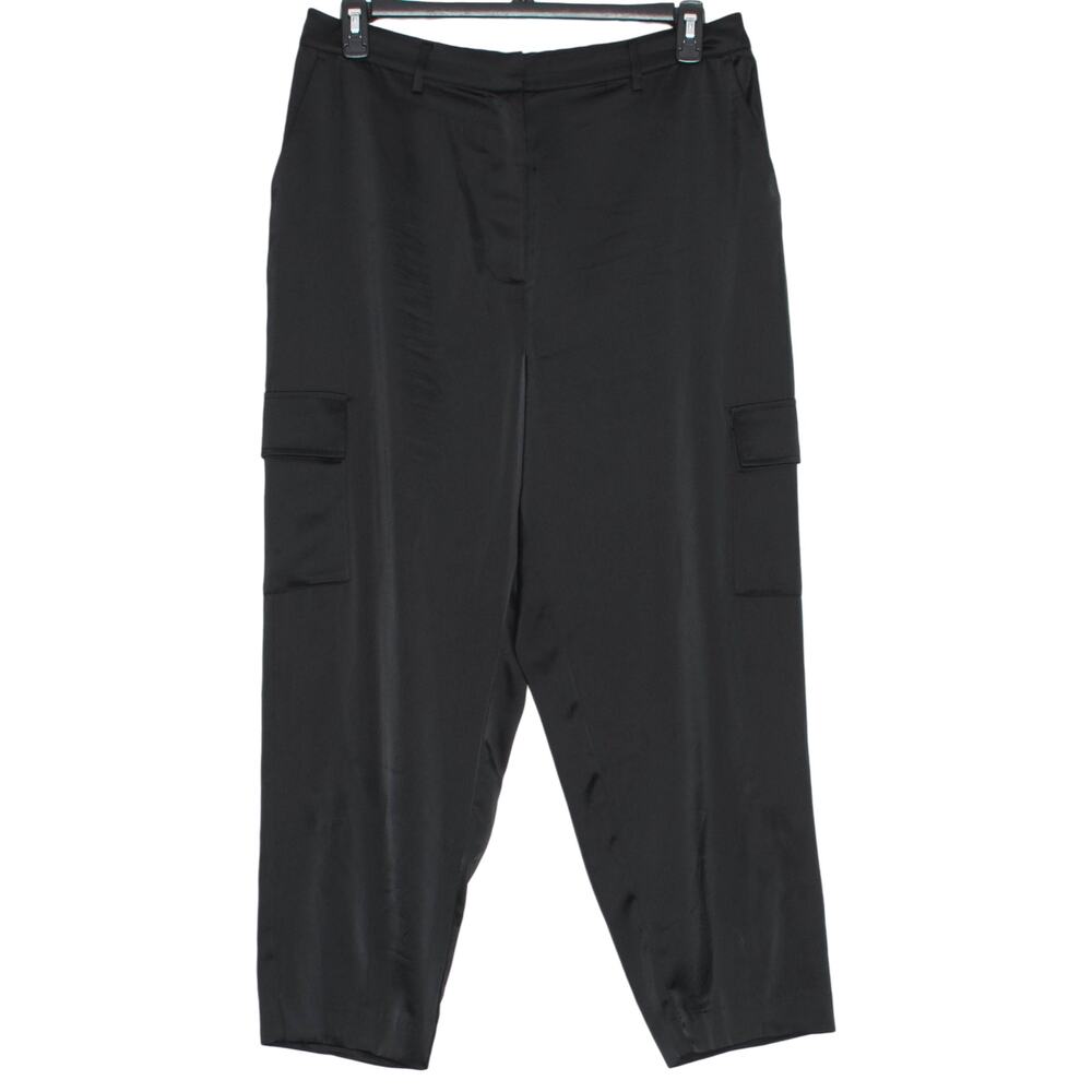 Nicole Miller Cargo Pants Wide Leg High Rise Black XL Minimalist Utility Work